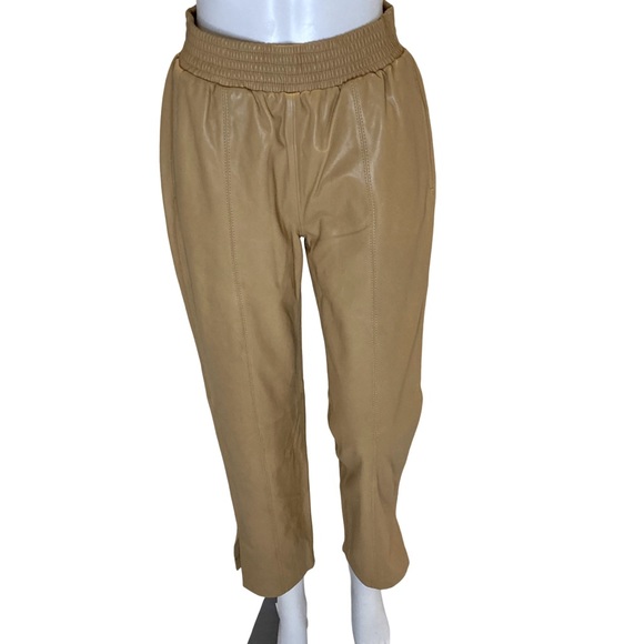 NWT FRAME Butterscotch Brown Gym Cropped Lambskin Leather Pants-Sz XS & M - Picture 6 of 12